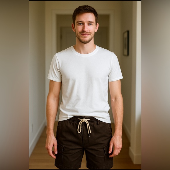 Other - Unisex Black Cargo Shorts – Men’s Fit, Utility Style, Pockets (Size S)